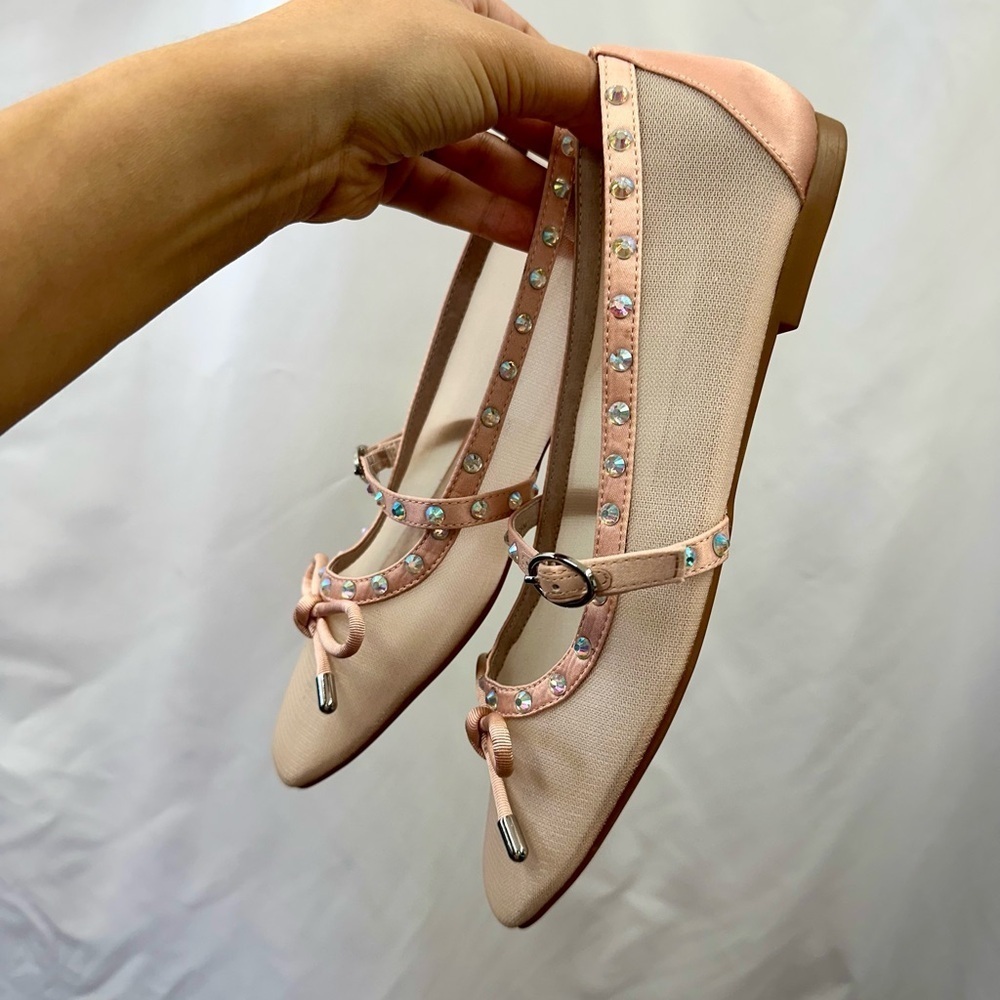 NWOT Gianni Bini pink mesh mary jane flats size 8 - Picture 8 of 8